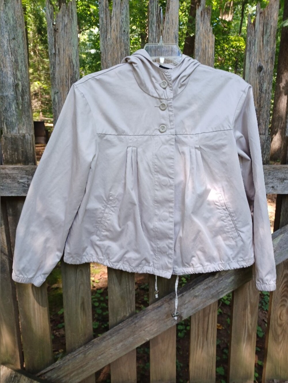 Light Beige Hooded Women's Jacket - Casual